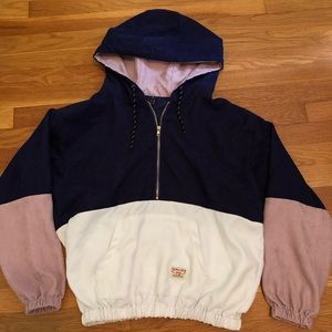 Corduroy color block hoodie